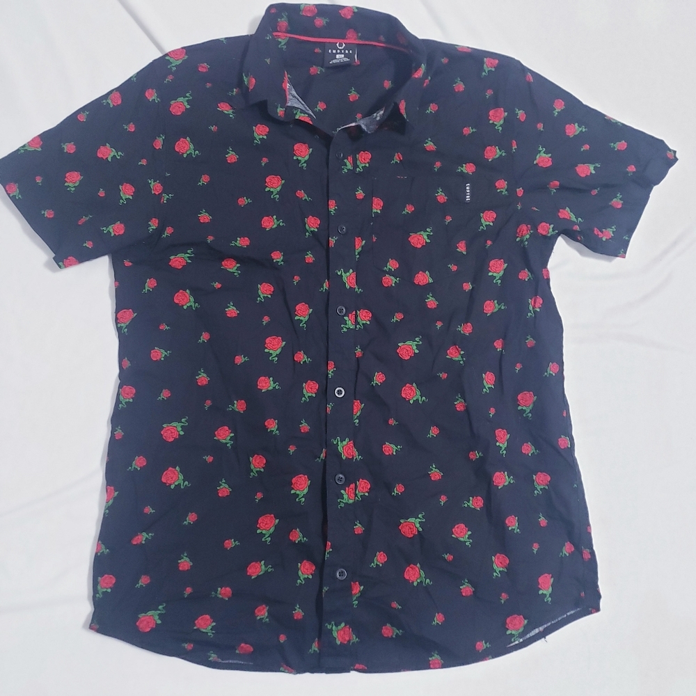 Empyre Floral Button Up Short Sleeve Tee Shirt